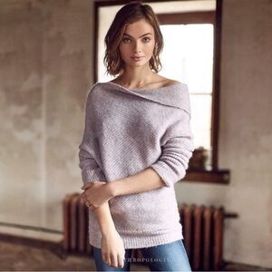 79. Anthropologie Moth • Caya Draped Pullover Asymmetrical Sweater Mauve Size S